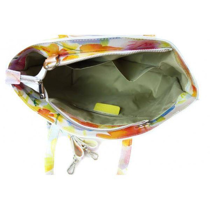 Włoska torba A4 Shopper Bag Vera Pelle Kwiaty SB689K4