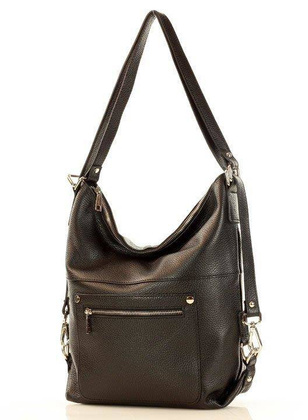 MARCO MAZZINI Niezawodna torebka plecak z naturalnej skóry czarny - min. zamówienie 20 / 50 / 100 szt.