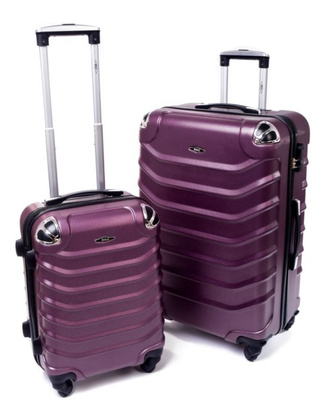 Walizki podróżne na kółkach ABS 2w1 730 S / L Śliwkowy 