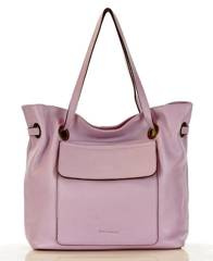 MARCO MAZZINI Włoska torebka skórzana worek sacco glamour lila róż - min. zamówienie 20 / 50 / 100 szt.