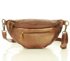 Listonoszka nerka torebka skórzana półksiężyc Italian style - Marco Mazzini metaliczny ciemny brąz - min. zamówienie 20 / 50 / 100 szt.