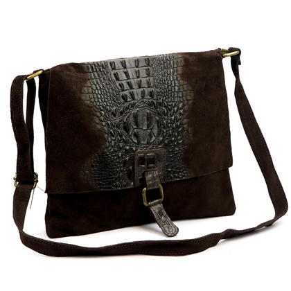 Torebka- listonoszka z naturalnej skóry zamszowej, 26-076 CROCO