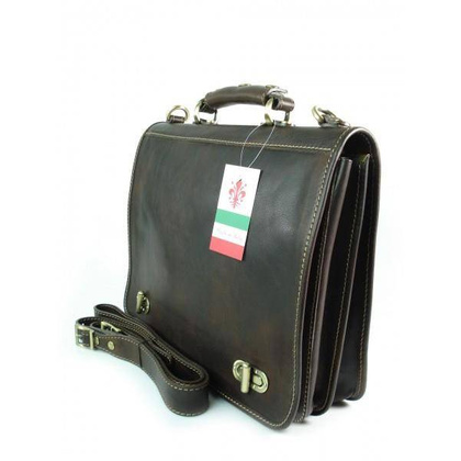 Teczka , męska aktówka ,skóra naturalna dwie przegrody Czekoladowa TM76T