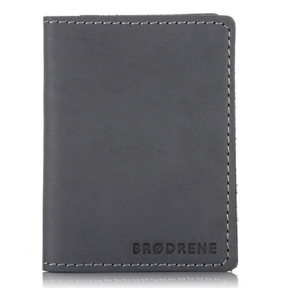 Skórzany męski portfel slim wallet BRØDRENE SW07 szary - min. zamówienie 20 / 50 / 100 szt.