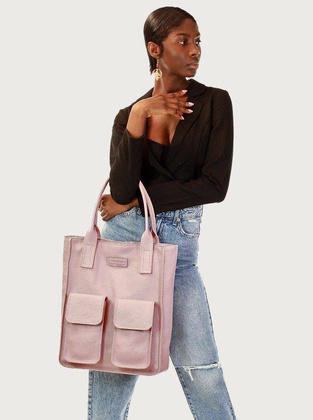 Torebka skórzany shopper z kieszeniami MAZZINI - Ravenna pastelowy róż - min. zamówienie 20 / 50 / 100 szt.