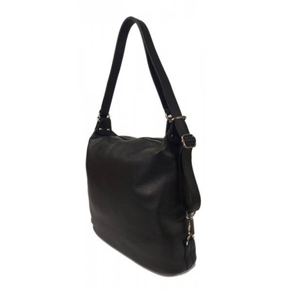 Torebko plecak,Włoski worek na ramię Vera Pelle,pojemny A4 STZ34N czarny