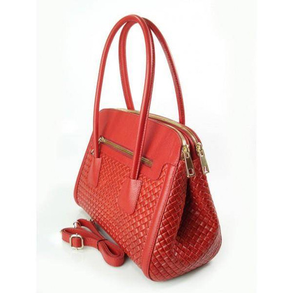 KUFEREK TRZY KOMORY ZŁOTE OKUCIA NA RAMIĘ TOREBKA VERA  PELLE  SKÓRA KRATKA CZERWONA HIT  NM33R