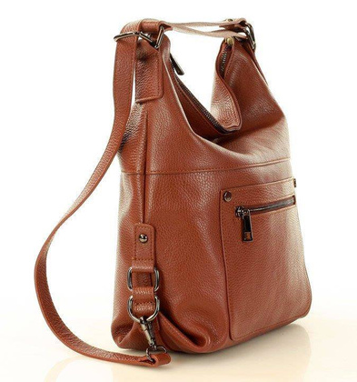 MARCO MAZZINI Niezawodna torebka plecak z naturalnej skóry brąz - min. zamówienie 20 / 50 / 100 szt.