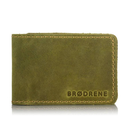 Super cienki portfel ze skóry BRØDRENE SW02 zielony - min. zamówienie 20 / 50 / 100 szt.