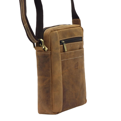 Klasyczna saszetka męska, na ramię, skóra naturalna