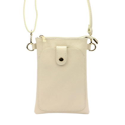 Torebka etui na smartfon, skóra naturalna, pasek