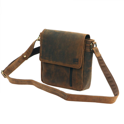 Klasyczna saszetka męska, skóra nubuk, na ramię