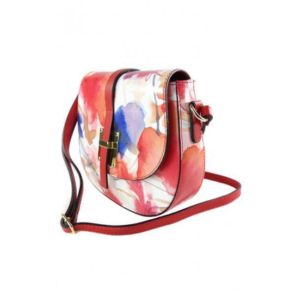 Listonoszka,przewieszka ,skórzany chlebak w kwiaty złote okucia   VP116K3