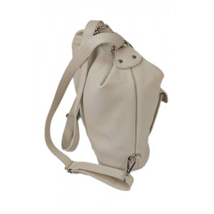 Torebko plecak,Włoski worek na ramię Vera Pelle,pojemny A4 STP12T beżowy