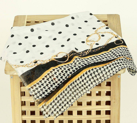 Szal apaszka damska modne grochy MAZZINI biały - min. zamówienie 20 / 50 / 100 szt.