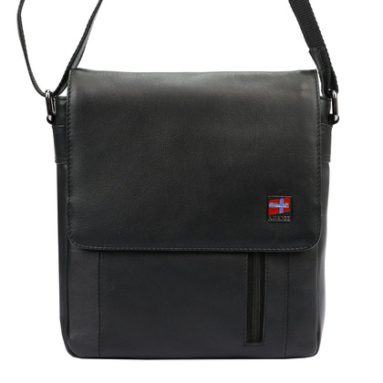 Klasyczna saszetka męska, torba na ramię, skóra naturalna