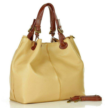 Torba skórzana klasyczny shopper bag -  MARCO MAZZINI karmelowy beż - min. zamówienie 20 / 50 / 100 szt.