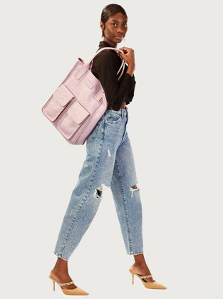 Torebka skórzany shopper z kieszeniami MAZZINI - Ravenna pastelowy róż - min. zamówienie 20 / 50 / 100 szt.