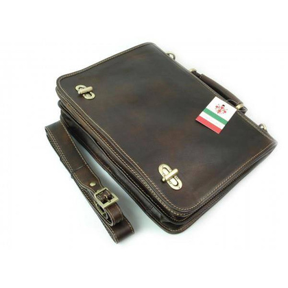 Teczka , męska aktówka ,skóra naturalna dwie przegrody Czekoladowa TM76T