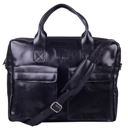 Torba skórzana na laptop KEMER TM 17/2/K Czarna - min. zamówienie 20 / 50 / 100 szt.