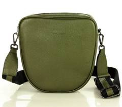 Torba skórzana na dwa zamki crossbody camera bag - MARCO MAZZINI zieleń militare - min. zamówienie 20 / 50 / 100 szt.