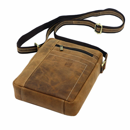 Klasyczna saszetka męska, na ramię, skóra naturalna