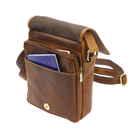 Klasyczna saszetka-torebka męska, skóra naturalna