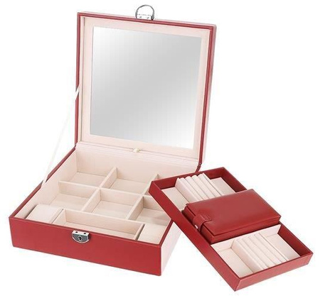 Kuferek na biżuterię - bordowy  KEMER  Beautylushh