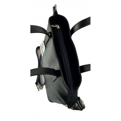 Włoska torebka skórzana na ramię ,shopper mieści A4 ,Vera Pelle ,Czarna  SB586N