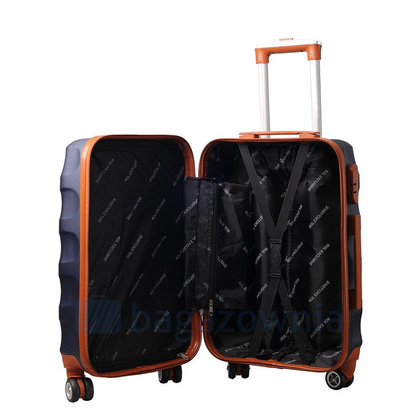 Mała kabinowa walizka KEMER RGL EXCLUSIVE 6881 SS Granatowo brązowa