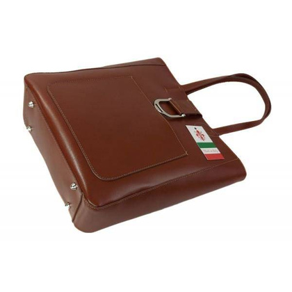 Duży shopper bag na ramię Vera Pelle , Włoska skórzana torba Brązowa  SBKB11M KEMER