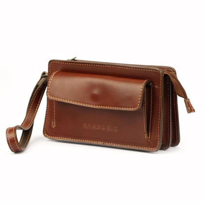 Klasyczna męska saszetka, skóra naturalna