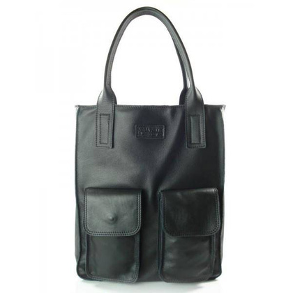 WOREK VERA PELLE KIESZENIE WŁOSKA SKÓRA POJEMNA XXL A4  CZARNA  BY44N