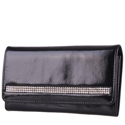 Portfel damski skórzany KEMER Swarovski Elements SV270 Czarny  - min. zamówienie 20 / 50 / 100 szt.