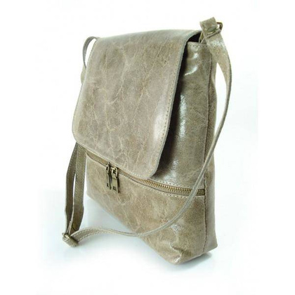 TOREBKA SKÓRZANA LISTONOSZKA DUŻA A5  BEŻOWA  VERA PELLE  VP1023T