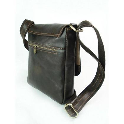 CZEKOLADOWA DUŻA  LISTONOSZKA A5  DWIE KOMORY SKÓRZANA VERA PELLE  VP884T