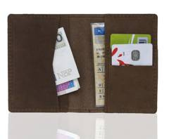 Slim wallet BRØDRENE SW05 super cienki portfel ze skóry jasny brąz - min. zamówienie 20 / 50 / 100 szt.