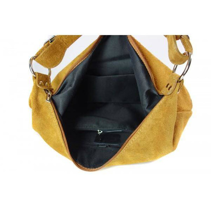 Klasyczny worek na ramię ,zamki suwaki XL A4  Shopper bag zamsz naturalny  camel W345C