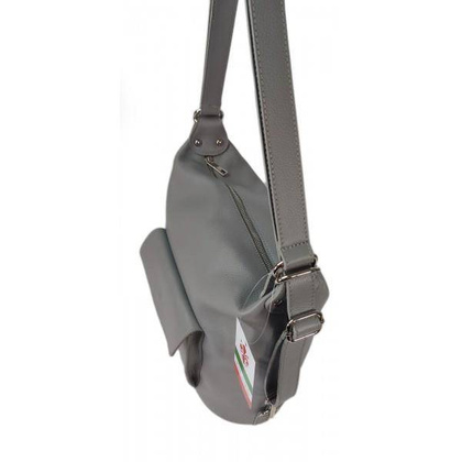 Torebko plecak,Włoski worek na ramię Vera Pelle,pojemny A4 STP12G szary