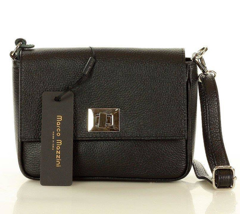 MARCO MAZZINI Torebka skórzana przez ramię crossbody classic flap czarna - min. zamówienie 20 / 50 / 100 szt.