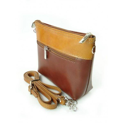 WŁOSKA  LISTONOSZKA BRĄZ Z CAMELEM - VERA PELLE RAPORTÓWKA  LVP9MC