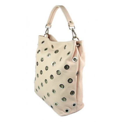 Włoski worek dzety kółka Vera Pelle pojemny Różowy  jasny WK579RR