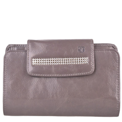 Portfel damski skórzany KEMER Swarovski Elements SV540 Szary min. zamówienie 20 / 50 / 100 szt.