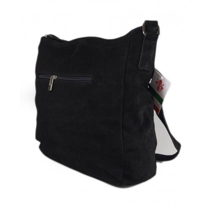 Duża włoska listonoszka A4 , worek na ramię ,zamsz naturalny ,czarna  WAF567N