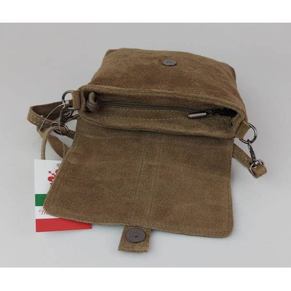 Zamszowa listonoszka Vera Pelle ,pojemna przewieszka format A5 Beżowa LK44T