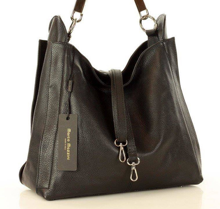 MARCO MAZZINI  Miejska torebka skórzana vera pelle classico czarna - min. zamówienie 20 / 50 / 100 szt.