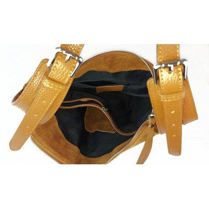 Włoska skórzana torebka worek na ramię Vera Pelle ,,format A4, Camel  LBB53C