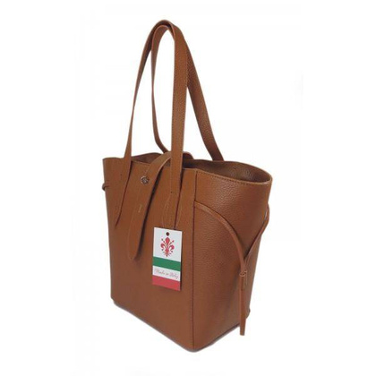 Pakowna włoska torebka skórzana na ramię mieści A4 ,Vera Pelle , Camel  BKL25C