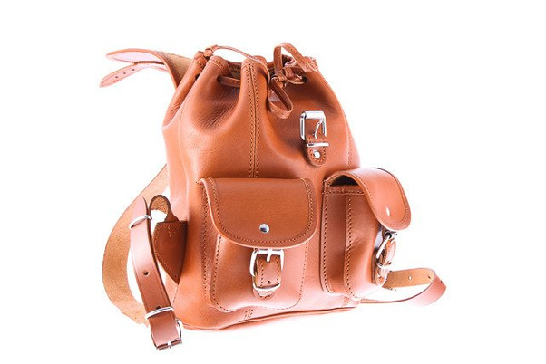 Mały plecak skórzany KEMER VOOC Vintage P2 Koniak