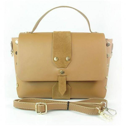 Kuferek listonoszka A5 złote dżety + zamsz camel Vera Pelle   VPK789C